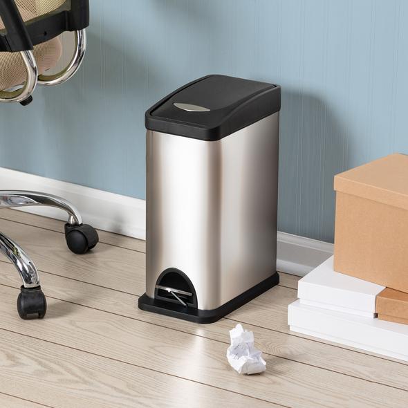 Honey-Can-Do TRS-06309 Step Trash Can, 2.1 gal Capacity, Stainless Steel