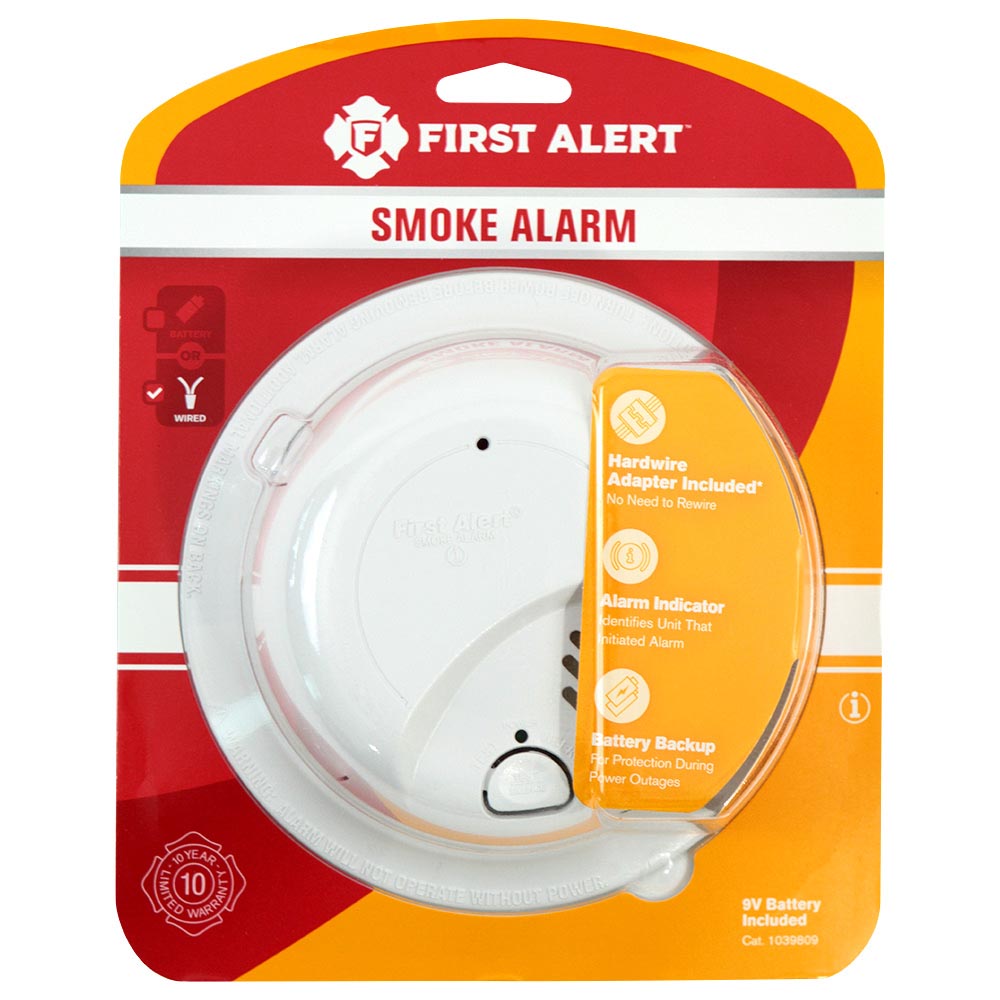 First Alert 1039809 Smoke Alarm, 120 V, Ionization Sensor, 85 dB, Alarm: Audible, White