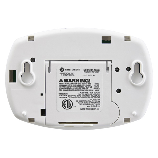 First Alert 1039741 Carbon Monoxide Alarm, 85 dB, Alarm: Audible, Electrochemical Sensor