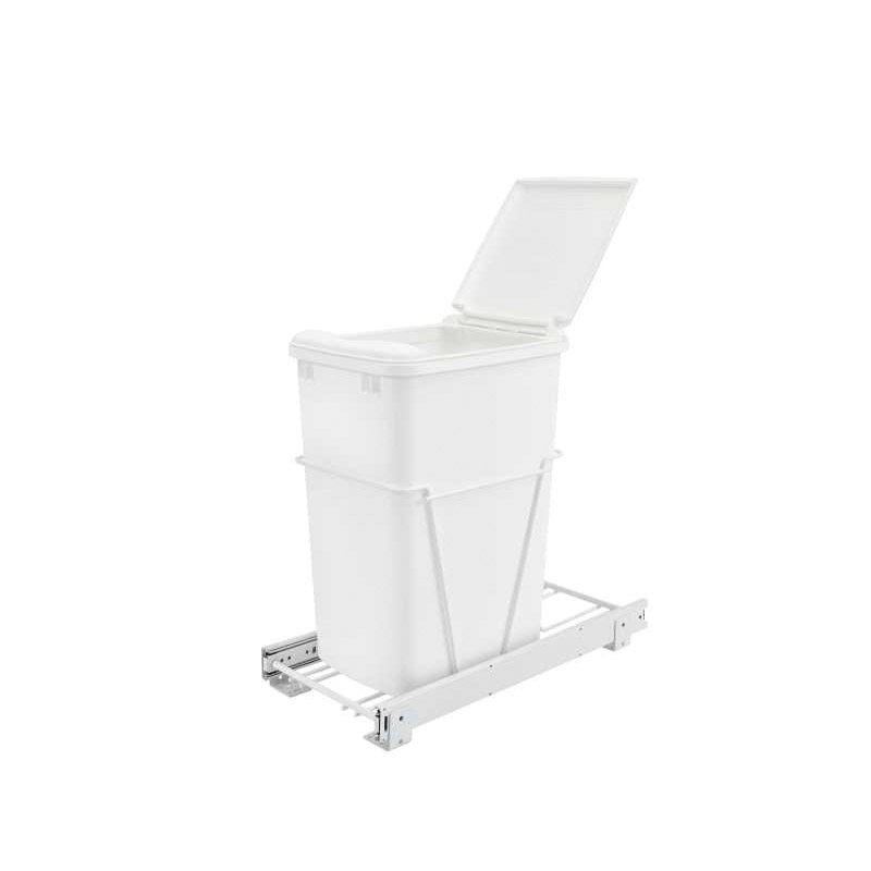 Waste Container with Frame, Rev-A-Shelf, 35 qt-Bin, Polymer Bin, Clear - 2