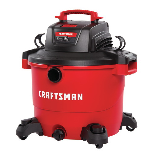 Craftsman CMXEVBE17595 Wet and Dry Vacuum, 16 gal, 190.8 cfm Air, Cartridge, 6.5 hp, 120 V, Red - 1
