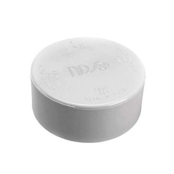 NDS 4P06 Drain Pipe Cap, 4 in, Hub, PVC, White, SCH 35, SCH 26 Schedule, 5 psi Pressure
