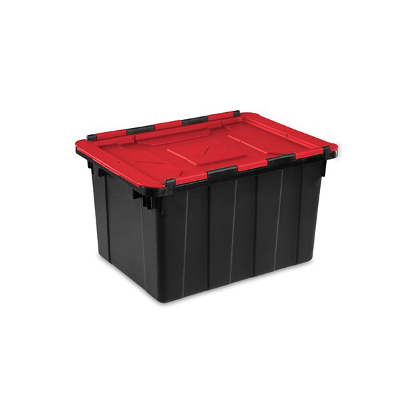 14619006 Industrial Tote, Polyethylene, Black/Red, 21-3/4 in L, 15-3/8 in W, 12-1/2 in H