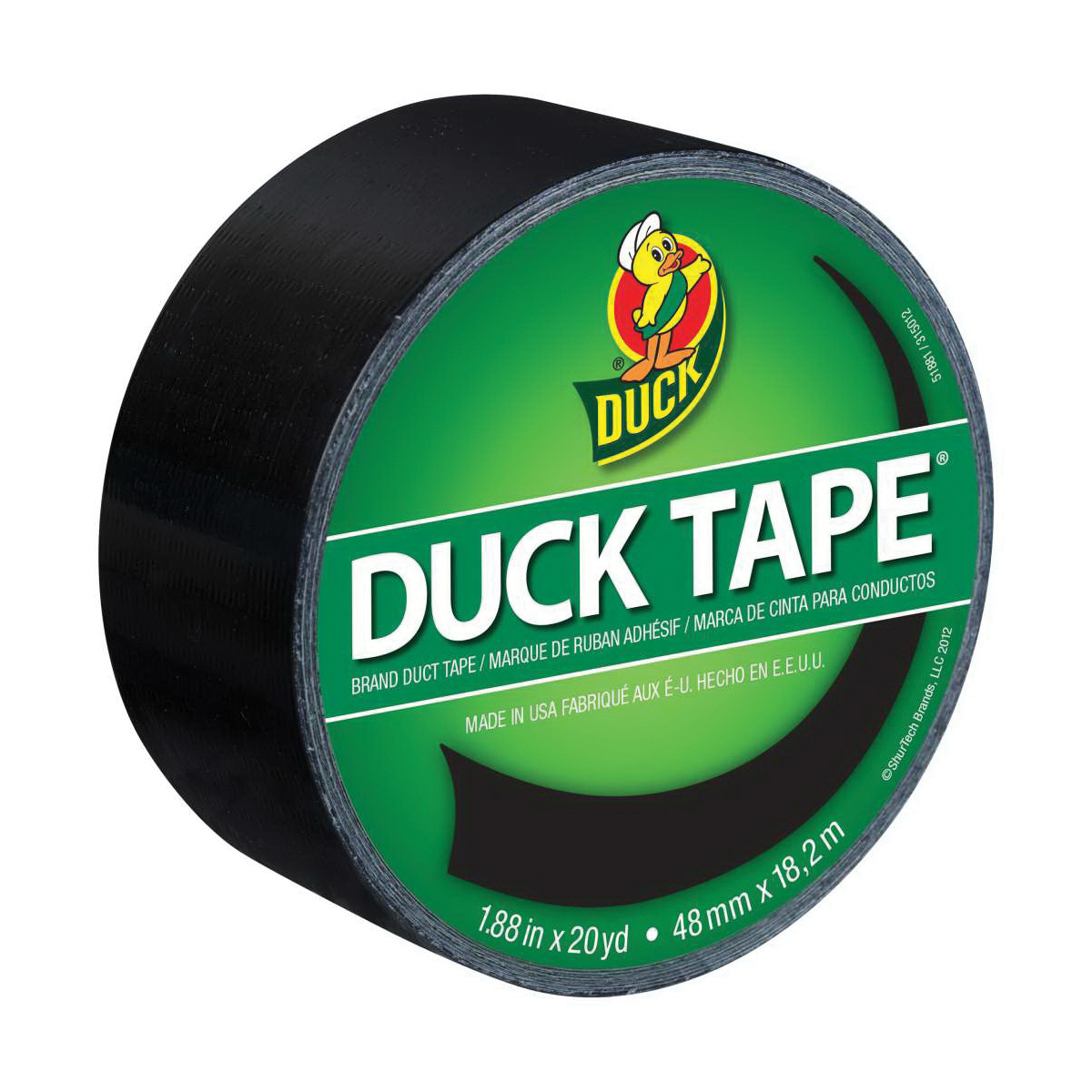 Duck 392875 Duct Tape, 20 yd L, 1.88 in W, Vinyl Backing, Black