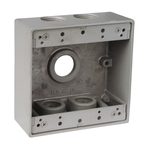 Red Dot S402E Weatherproof Box, 2-Gang, Aluminum, Silver