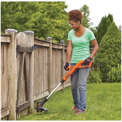 Black+Decker LST201 String Trimmer and Edger, Battery Included, 1.5 Ah, 20 V, Lithium-Ion, 0.065 in Dia Line
