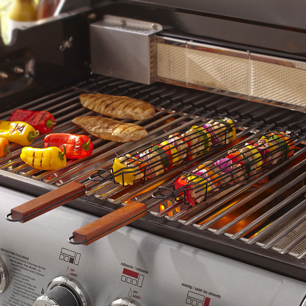Kabob Basket, Mr. BAR-B-Q, Bamboo Handle, Comfort-Grip Handle - 3