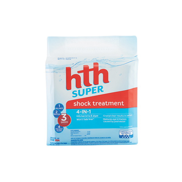 HTH 52008 Super Shock Treatment, 1 lb Bag, Powder, Chlorine-Like, White - 2