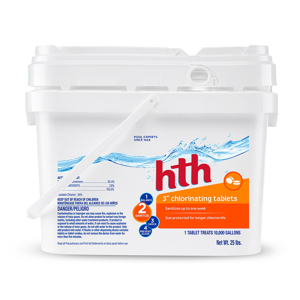 HTH 42004 Chlorinating Tablet, 25 lb, Tablet, Bleach, Chlorine-Like, White - 1