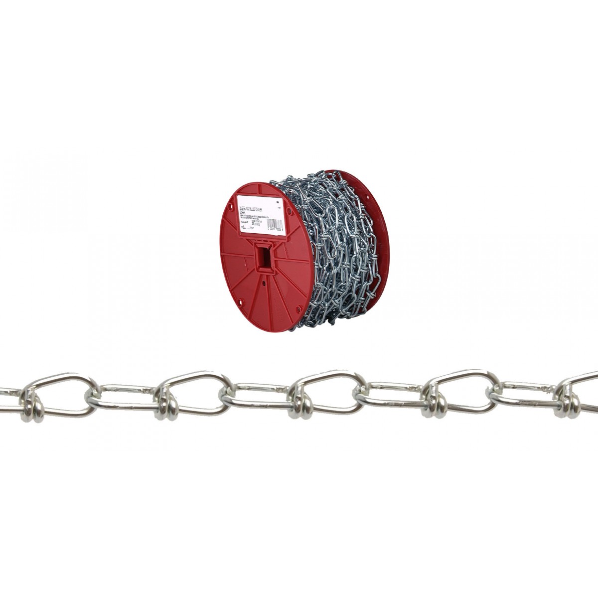 0724627 Inco Double Loop Chain, #4/0, 100 ft L, 365 lb Working Load, Low Carbon Steel, Zinc