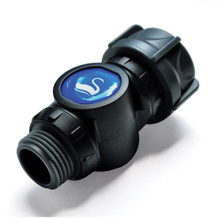 Hose Swivel, Swan, Male x Female, ABS, Black/Blue - 2