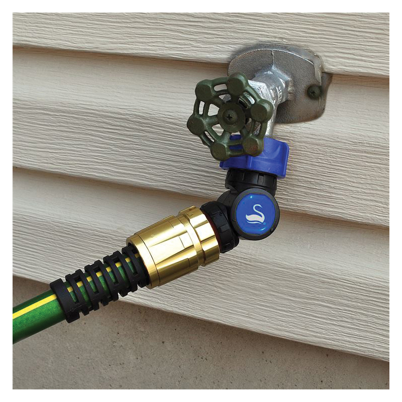 Hose Swivel, Swan, Male x Female, ABS, Black/Blue - 4