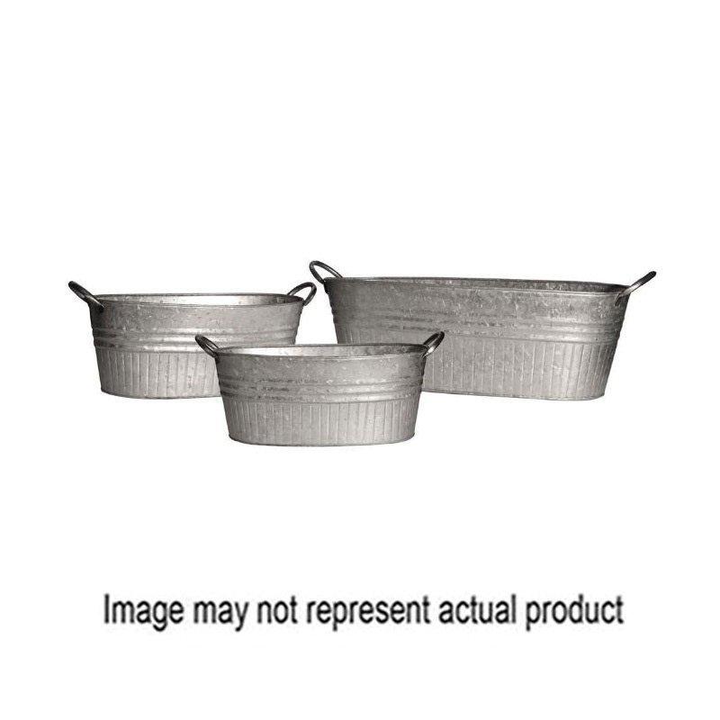 robert allen home & garden MPT01644 Tub with Handle, 12 in W, Oval, Metal/Steel, Rustic Brown, Galvanized