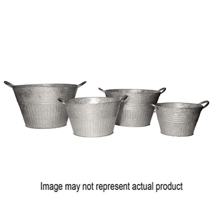 robert allen home & garden MPT01648 Tub with Handle, 12 in Dia, Round, Metal/Steel, Rustic Brown, Galvanized