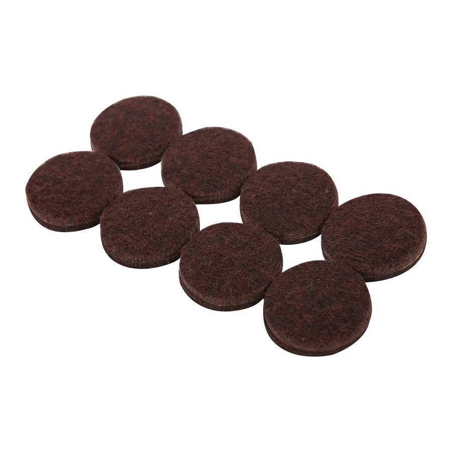 9862 Furniture Pad, Felt, Brown, 1 in Dia, 5 mm Thick, Round, 16/PK