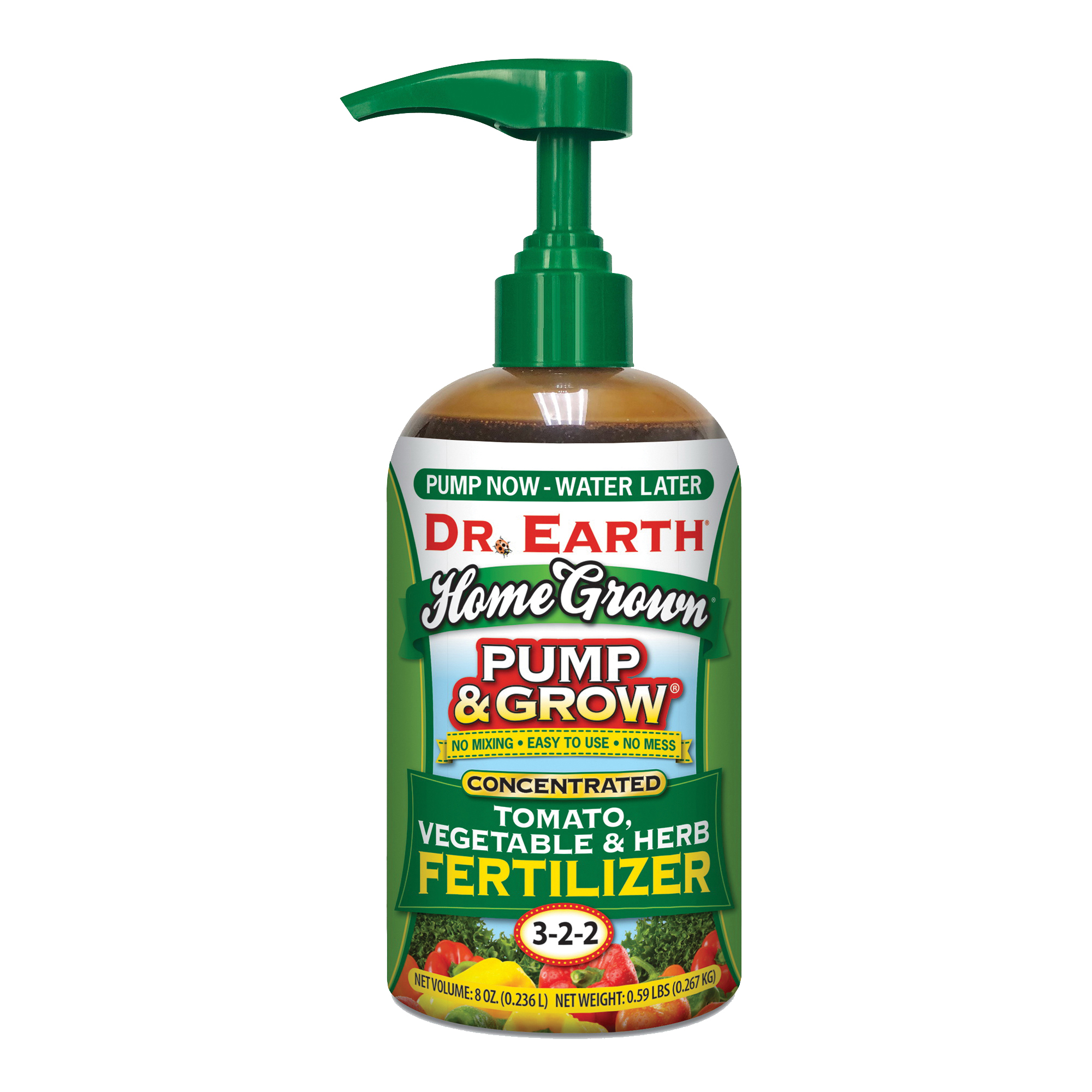Dr. Earth 1066 Tomato/Vegetable and Herb Fertilizer, 8 oz Pump Bottle, Liquid, 3-2-2 N-P-K Ratio