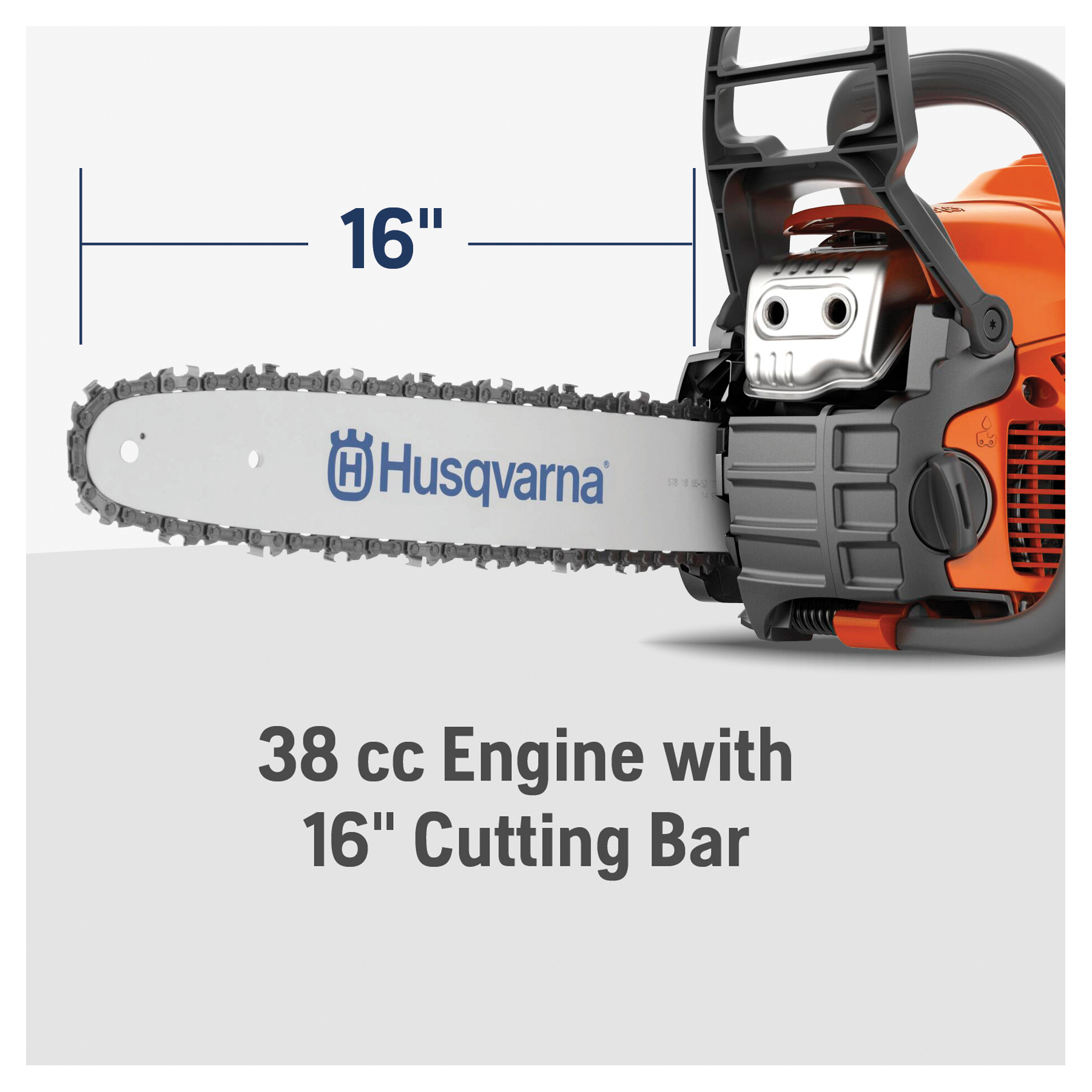 130 Gas Chainsaw, Husqvarna, 38 cc, 2-Cycle, 16 in L Bar/Chain - 3