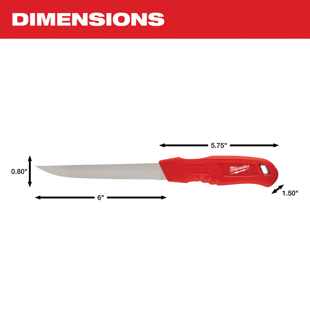 Milwaukee, Insulation Knife, 6 in L. Stainless Steel Blade, Round Red Handle - 4