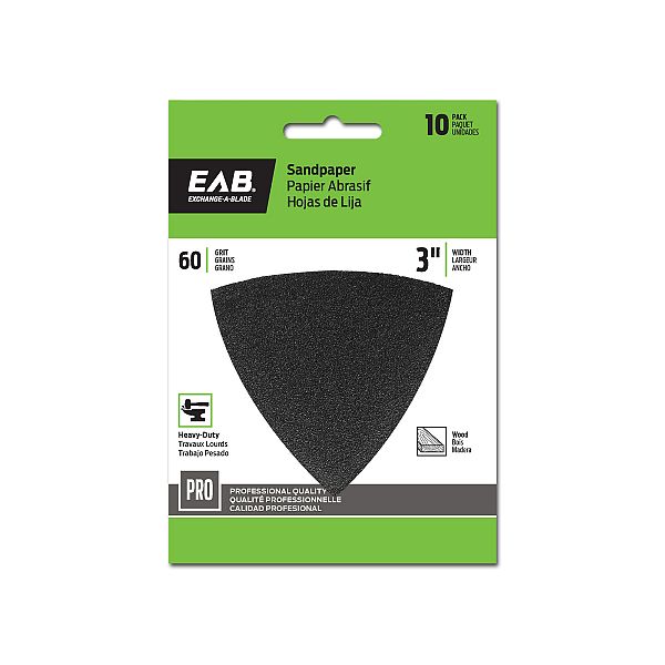 OMT Triangular Sandpaper, Exchange-A-Blade, 60 Grit, Hook and Loop, 10 pk - 2