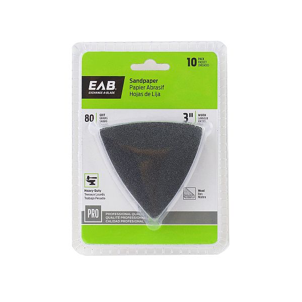 OMT Triangular Sandpaper, Exchange-A-Blade, 80 Grit, Hook and Loop, 10 pk - 2