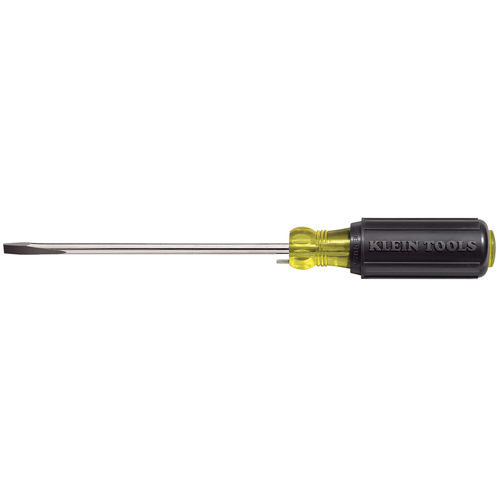 Klein Tools 605-4B Screwdriver, 1/4 in Drive, Cabinet Drive, 8.344 in OAL, 4 in L Shank, Polypropylene Handle