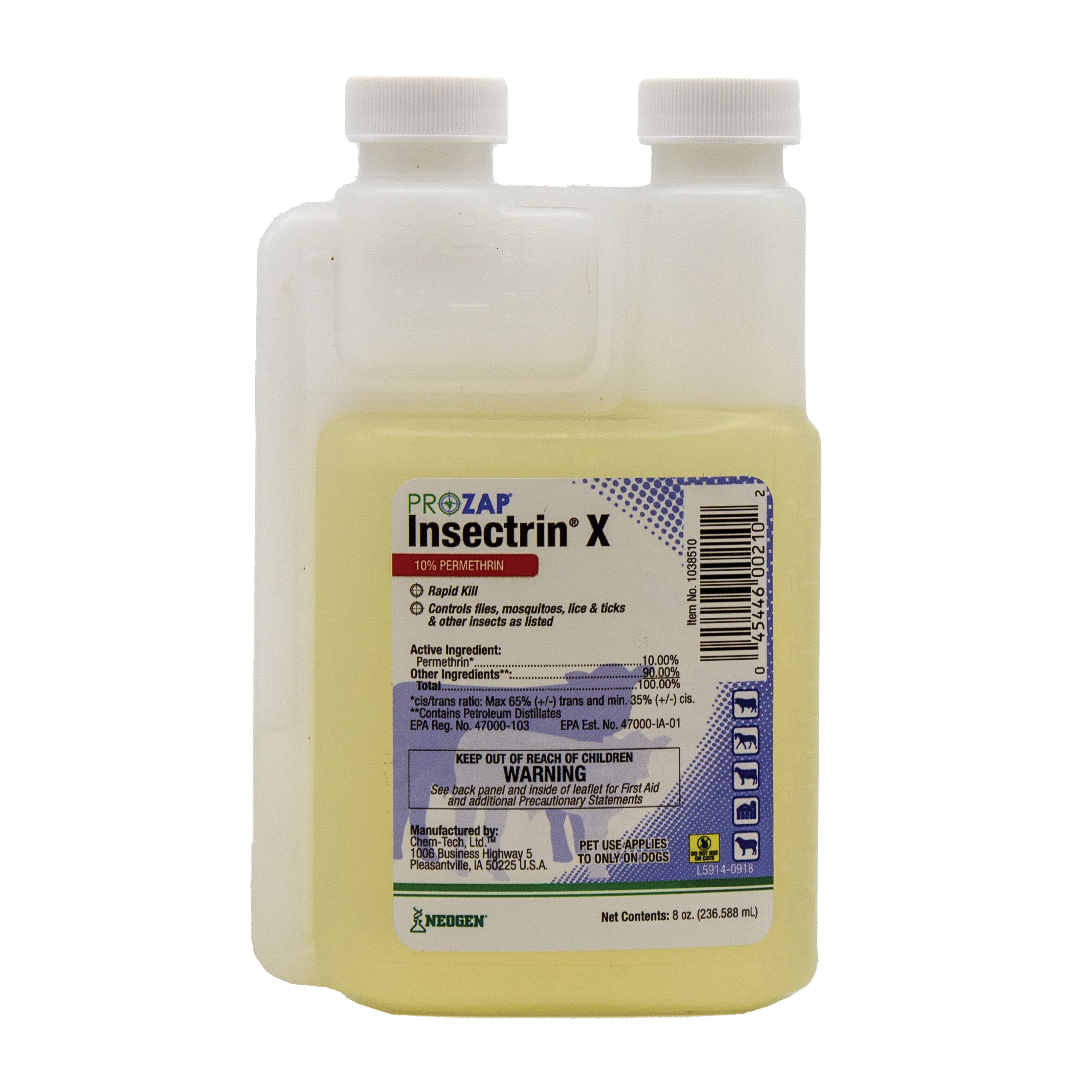1038510 Insectrin X Concentrate, Liquid, Yellow, Aromatic, 8 oz