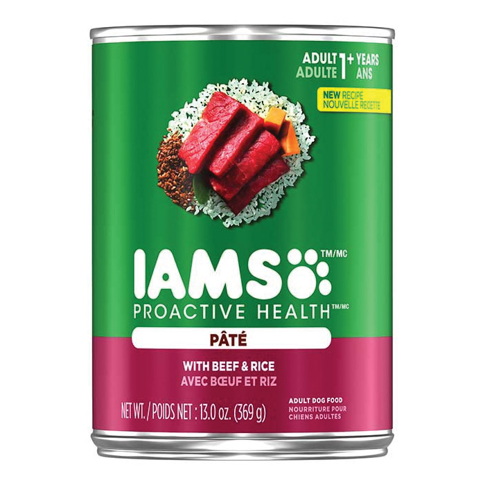 Iams PROACTIVE HEALTH 01330 Dog Food, Wet, Beef, Rice, 13 oz