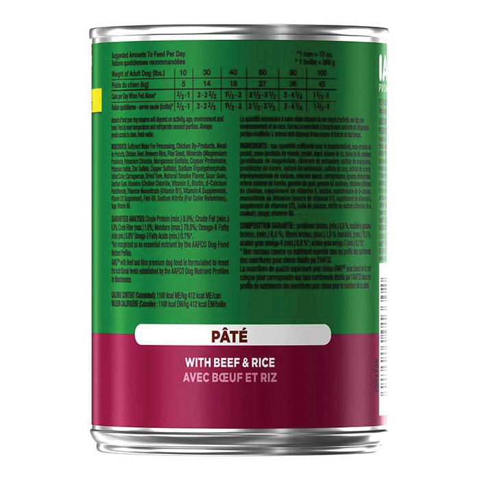 Iams PROACTIVE HEALTH 01330 Dog Food, Wet, Beef, Rice, 13 oz