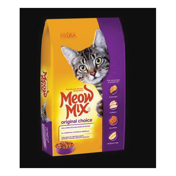 Meow MIX 51375 Cat Food, Dry, Chicken, Ocean Fish, Salmon, Turkey Flavor, 3.15 lb