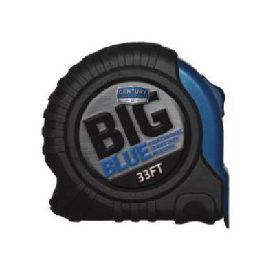 Big Blue Professional Series Tape Measure, Century Drill & Tool, 33 ft L, 1-1/4 in W, Rubber Case, Black/Blue Case - 1