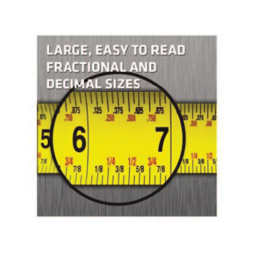 Big Blue Professional Series Tape Measure, Century Drill & Tool, 33 ft L, 1-1/4 in W, Rubber Case, Black/Blue Case - 4