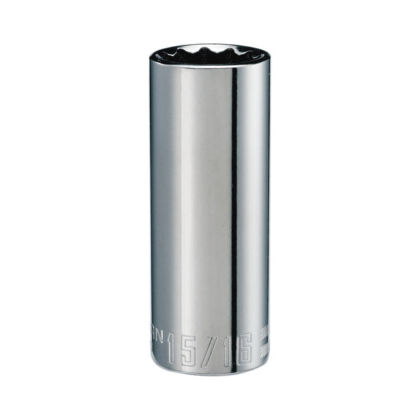 CMMT47529 Socket, 15/16 in Socket, 1/2 in Drive, 12-Point, Alloy Steel, Polished Chrome