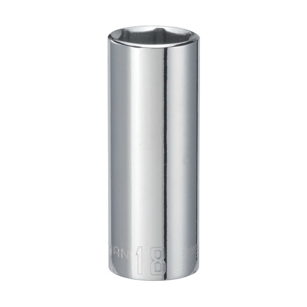 CMMT44435 Socket, 18 mm Socket, 3/8 in Drive, 6-Point, Alloy Steel, Polished Chrome