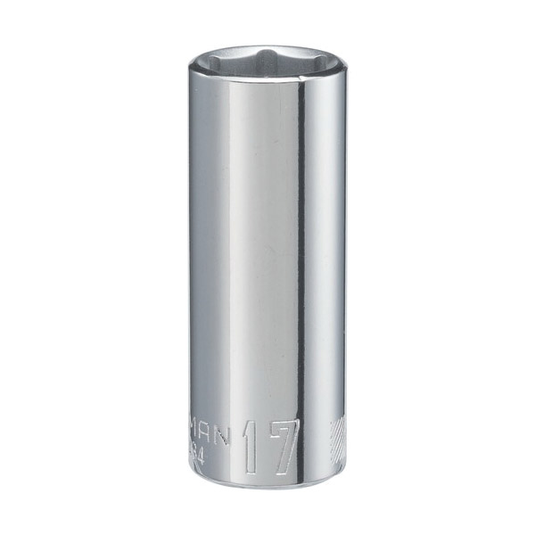 CMMT44434 Socket, 17 mm Socket, 3/8 in Drive, 6-Point, Alloy Steel, Polished Chrome
