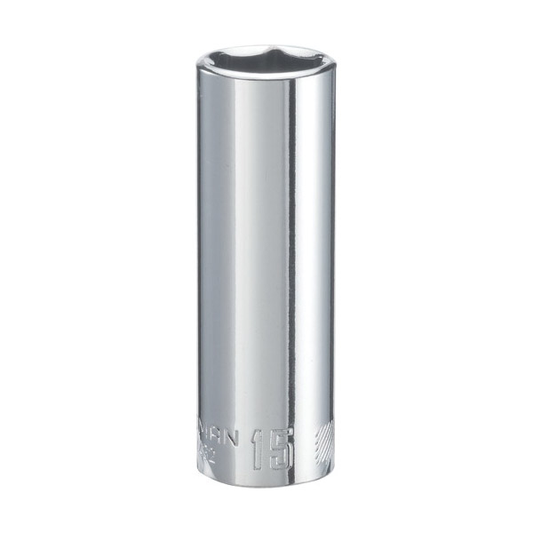 CMMT44432 Socket, 15 mm Socket, 3/8 in Drive, 6-Point, Alloy Steel, Polished Chrome