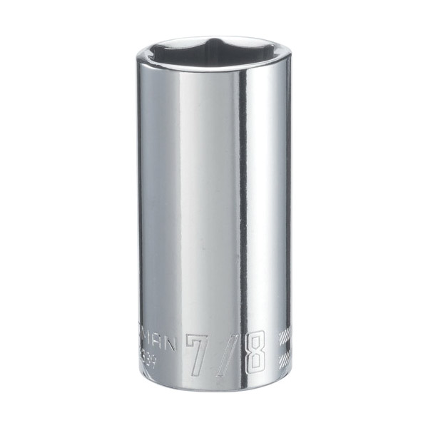 CMMT43339 Socket, 7/8 in Socket, 3/8 in Drive, 6-Point, Alloy Steel, Polished Chrome