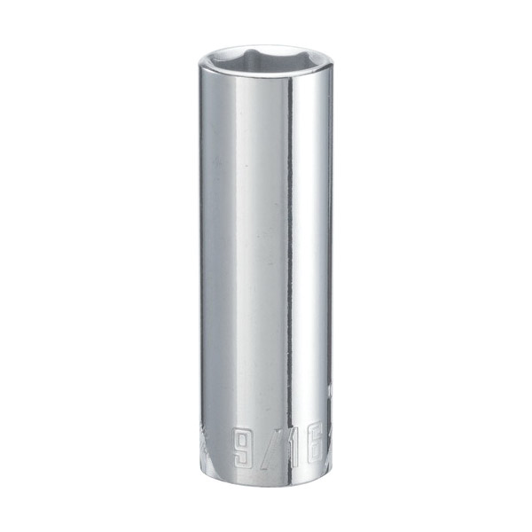 CMMT43334 Socket, 9/16 in Socket, 3/8 in Drive, 6-Point, Alloy Steel, Polished Chrome