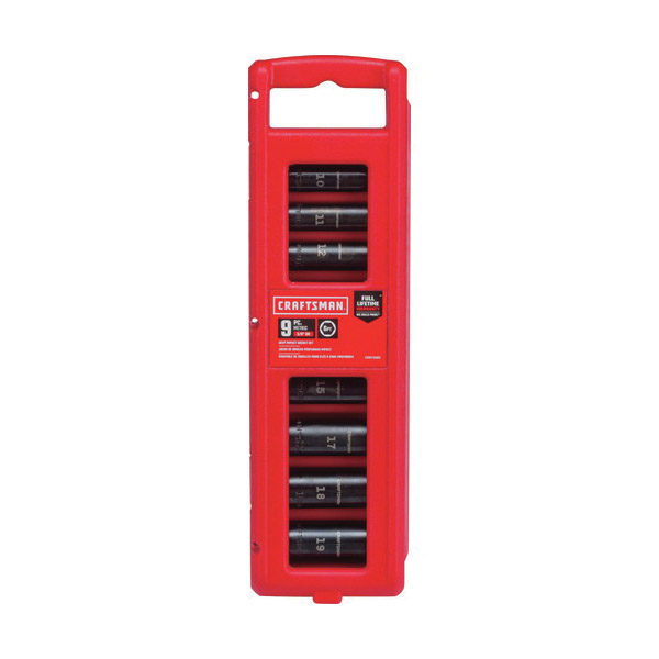 Socket Set, Craftsman, 3/8 in Drive, Metric, Chrome Vanadium Steel, Black Oxide, 9 pc - 3