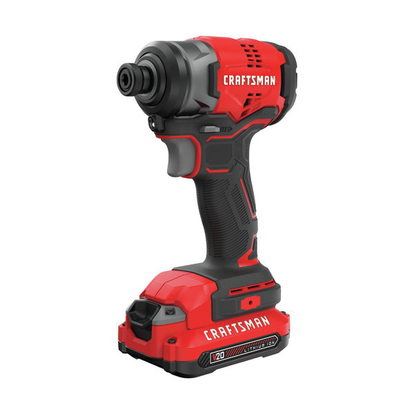 CRAFTSMAN CMCF810C1 Impact Driver Kit, Battery Included, 20 V, 1.5 Ah, 1/4 in Drive, Hex Drive, 3500 ipm - 1