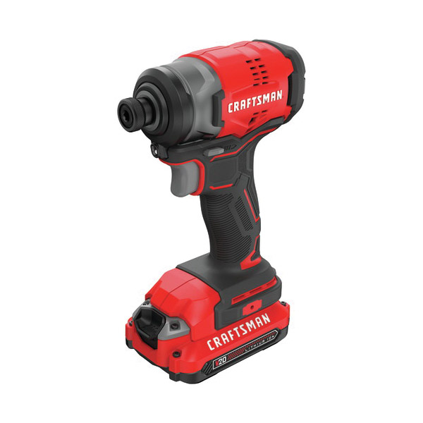 CRAFTSMAN CMCF810C1 Impact Driver Kit, Battery Included, 20 V, 1.5 Ah, 1/4 in Drive, Hex Drive, 3500 ipm - 3