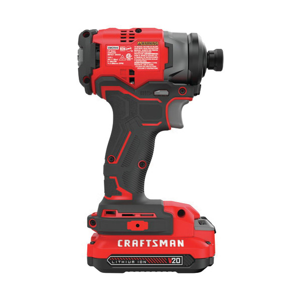 CRAFTSMAN CMCF810C1 Impact Driver Kit, Battery Included, 20 V, 1.5 Ah, 1/4 in Drive, Hex Drive, 3500 ipm - 4