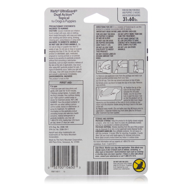 Hartz UltraGuard 3270015650 Topical Flea and Tick Treatment Tube