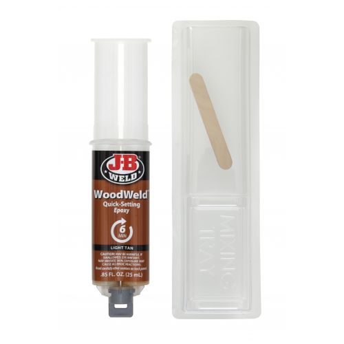 J-B Weld WOODWELD 50151 Epoxy Adhesive, Tan, Solid, 0.85 mL, Syringe