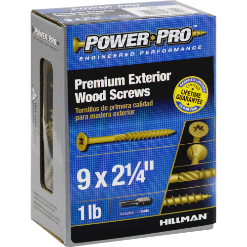 Premium Exterior Wood Screw, Power Pro, Star-Drive, Flat-Head, #9 2-1/4 in, 1 lb - 4