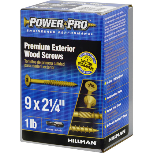 Premium Exterior Wood Screw, Power Pro, Star-Drive, Flat-Head, #9 2-1/4 in, 1 lb - 5
