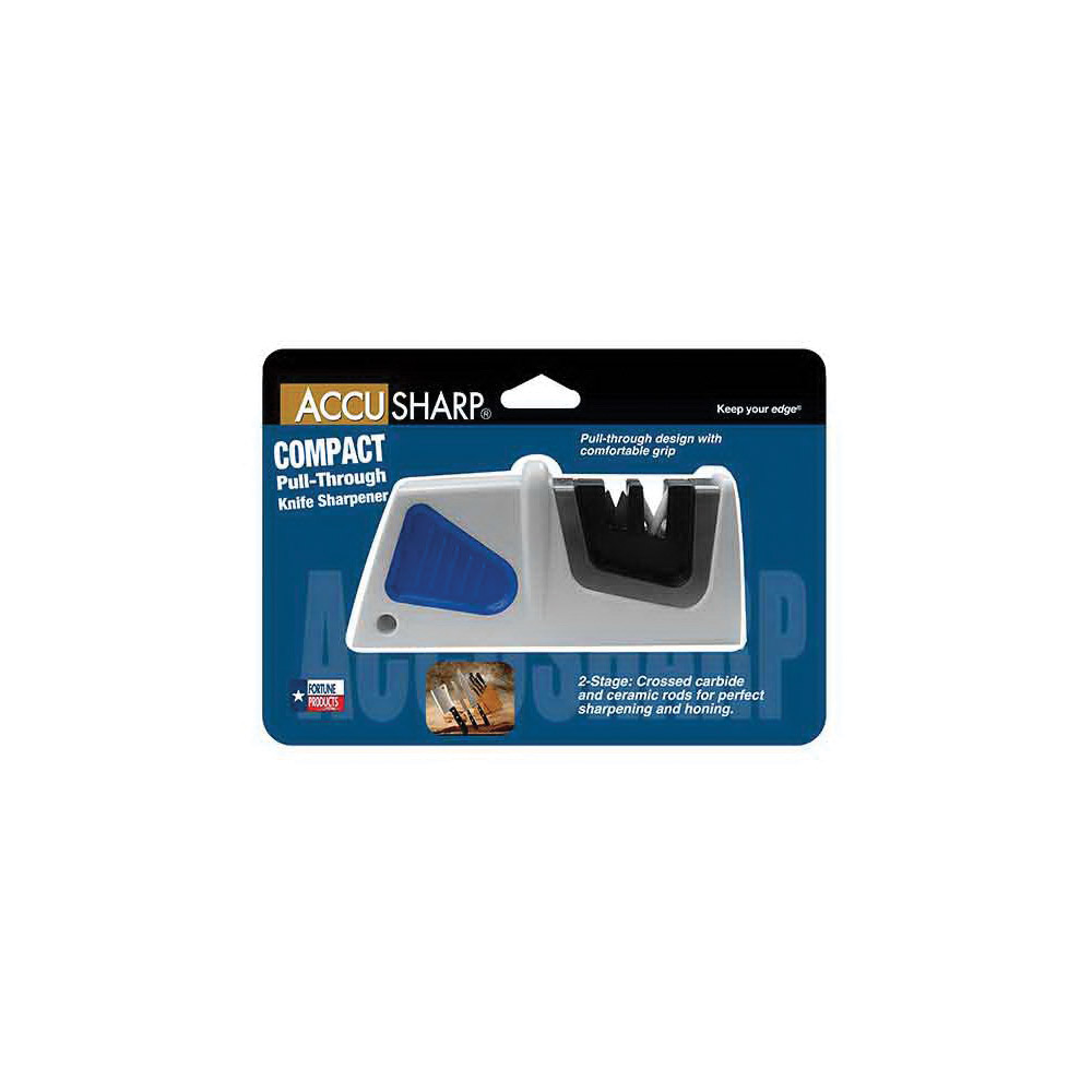 Accusharp 080C Compact Pull-Through Sharpener, Ceramic/Tungsten Carbide Abrasive, Blue/White - 2