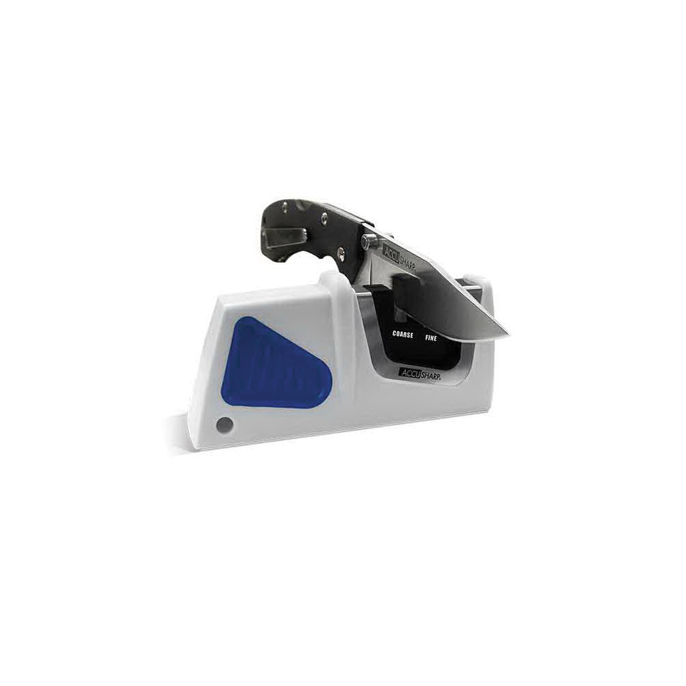 Accusharp 080C Compact Pull-Through Sharpener, Ceramic/Tungsten Carbide Abrasive, Blue/White - 3