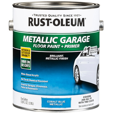 Rust-Oleum 349354 Concrete Floor Paint, Water, Metallic, Cobalt Blue, 1 gal, 200 sq-ft/gal Coverage Area