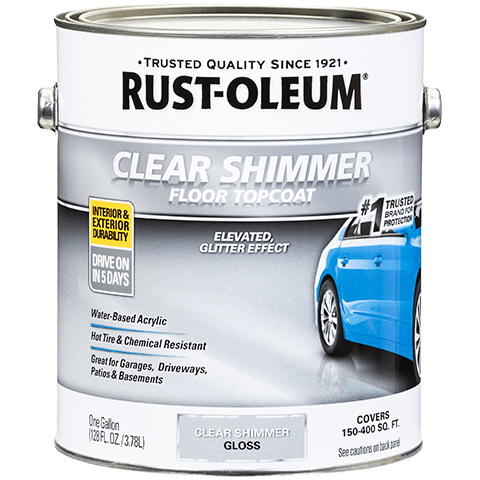 Rust-Oleum 348192 Concrete Floor Coating, Gloss Shimmer, Clear, 1 gal