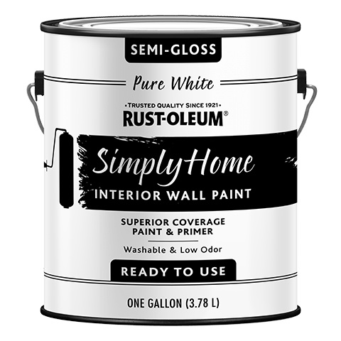 332120 Interior Paint, Semi-Gloss, Pure White, 1 gal, Water Base